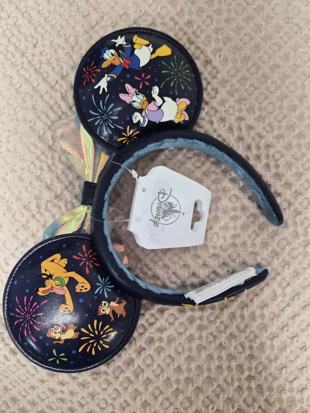 Disney Navy Character Ear Headband with Iridescent Bow
